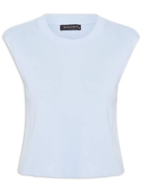 Regata Feminina Em Tricot - Azul