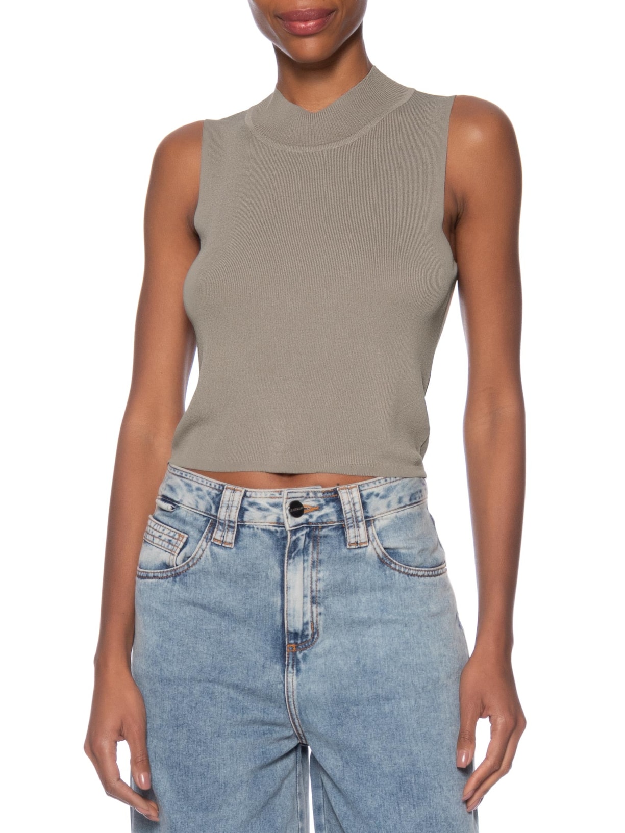 Regata Feminina Em Tricot Bege Market 33