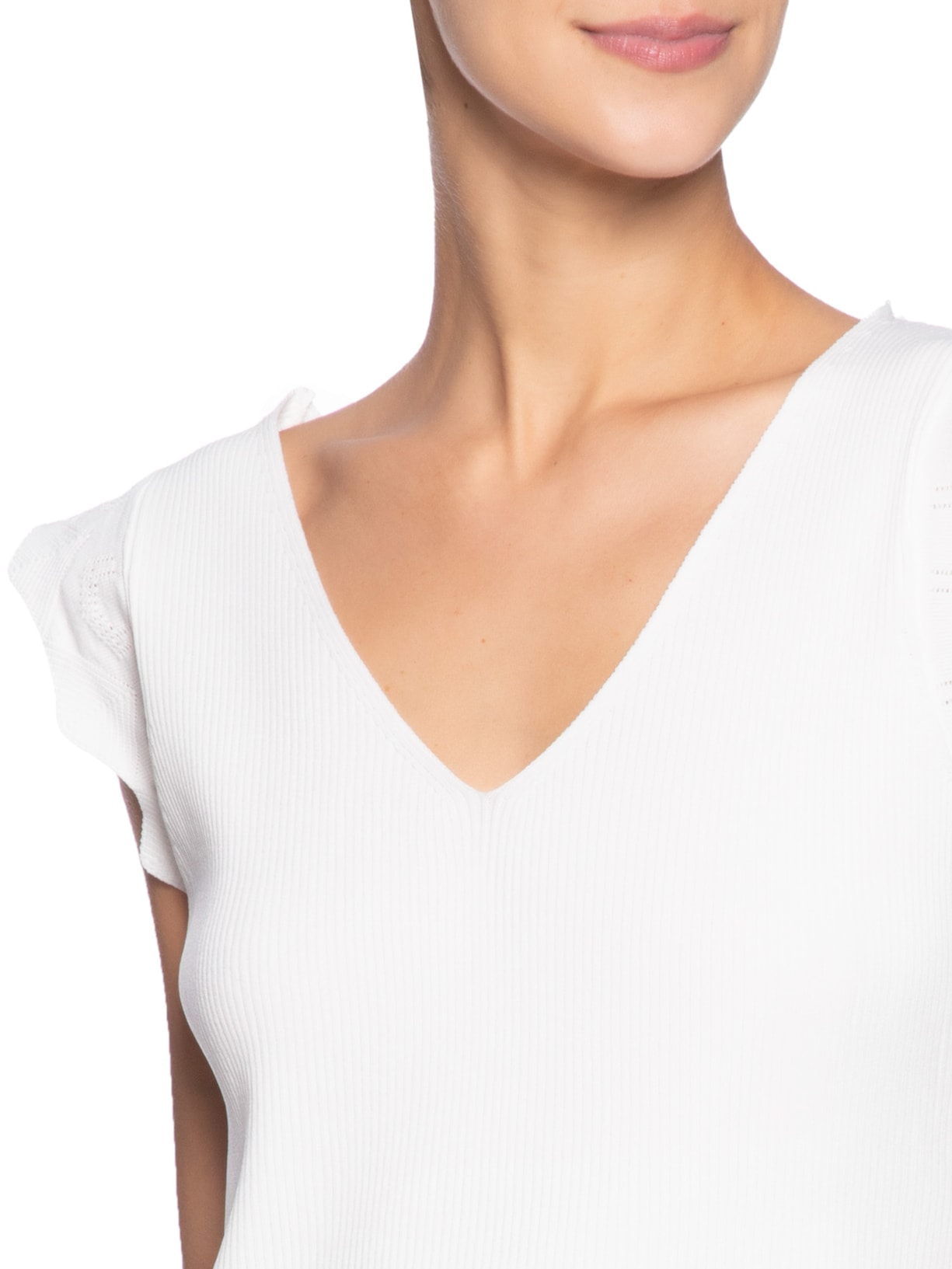 Regata Feminina Em Tricot Branco Market 33