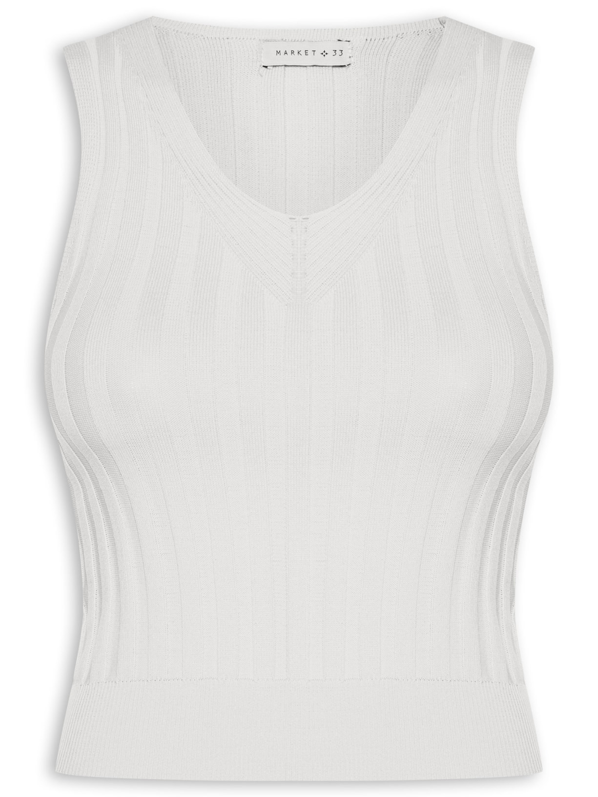 Regata Feminina Em Tricot Canelada Branco Market 33