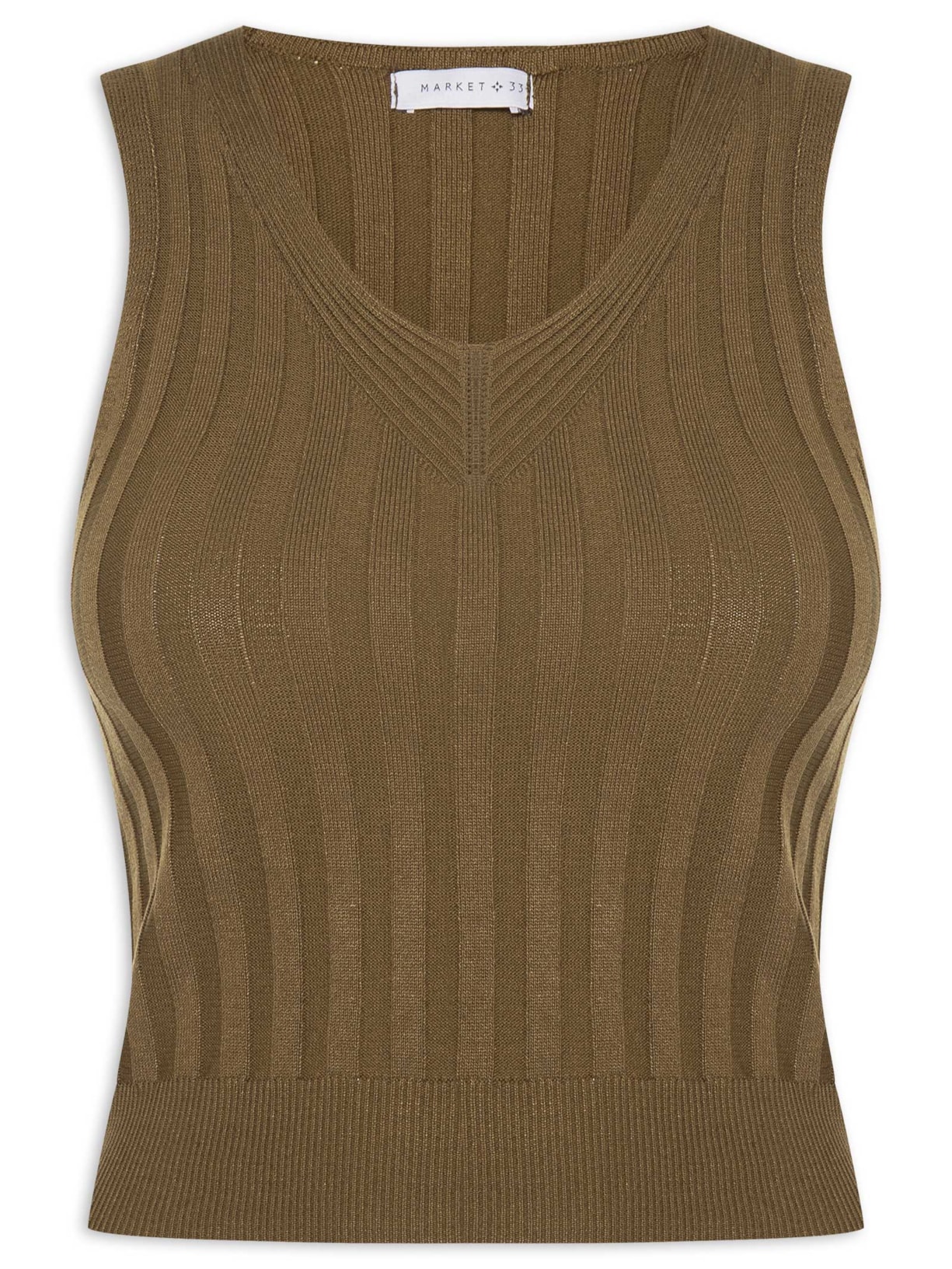 Regata Feminina Em Tricot Canelada Marrom Market 33