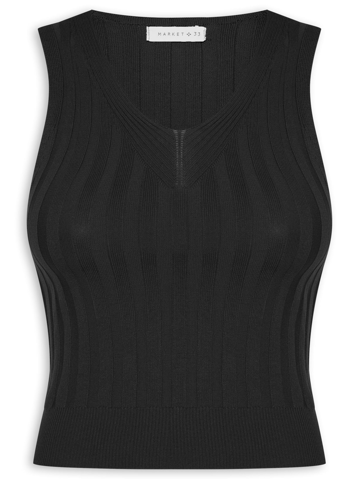 Regata Feminina Em Tricot Canelada Preto Market 33