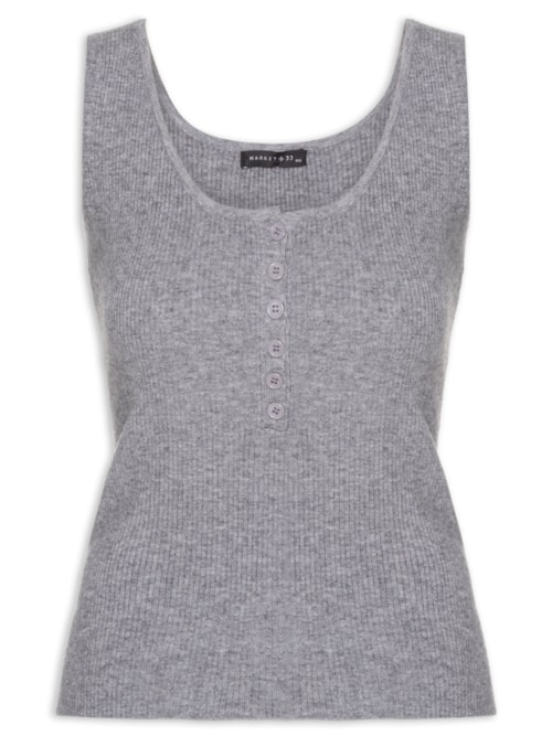 Regata Feminina em Tricot - Cinza