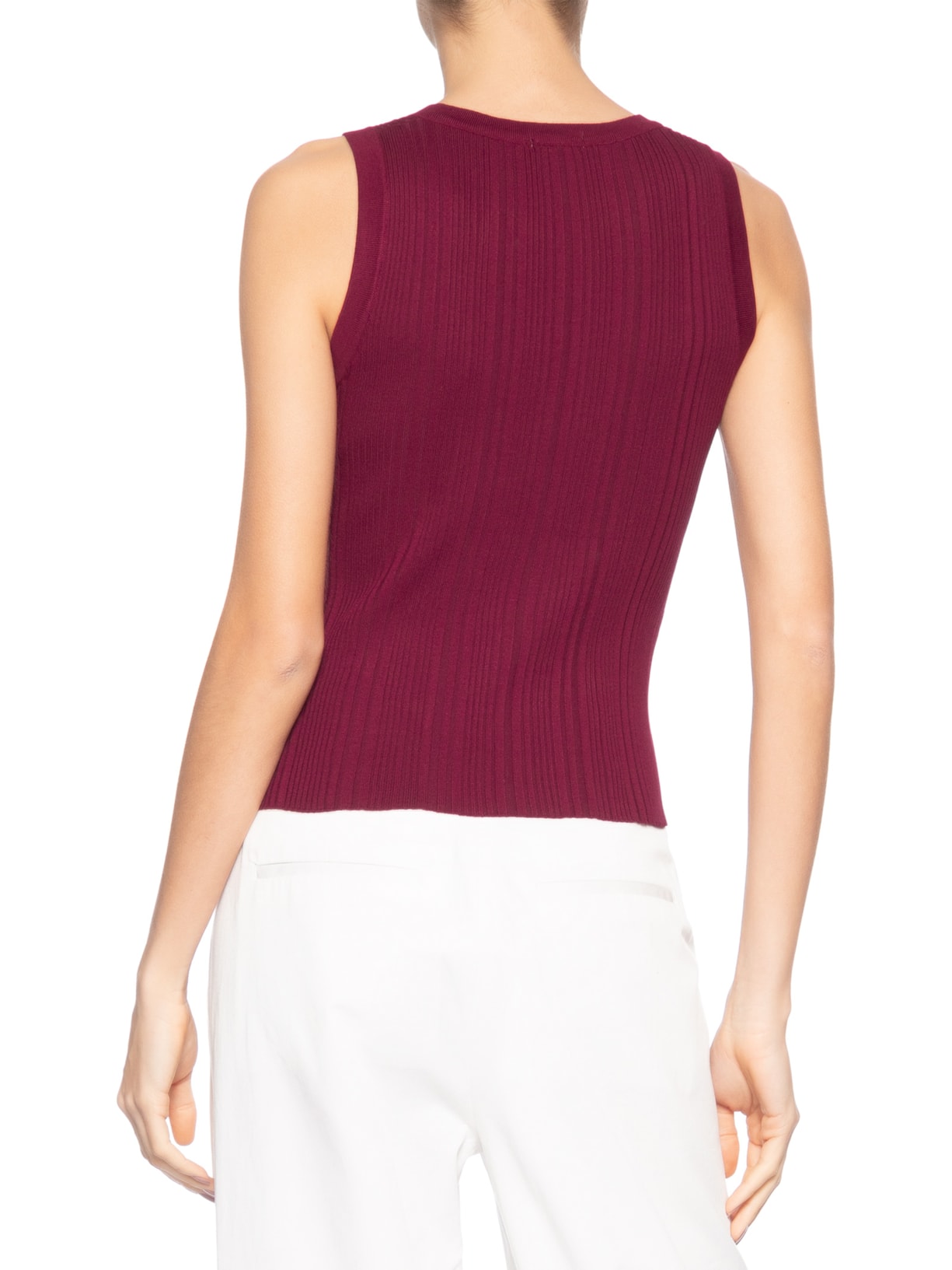 Regata Feminina em Tricot com Abotoamento Vermelho Market 33