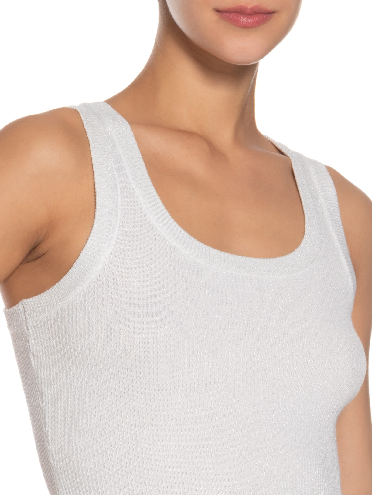Regata Feminina em Tricot com Lurex Branco Market 33