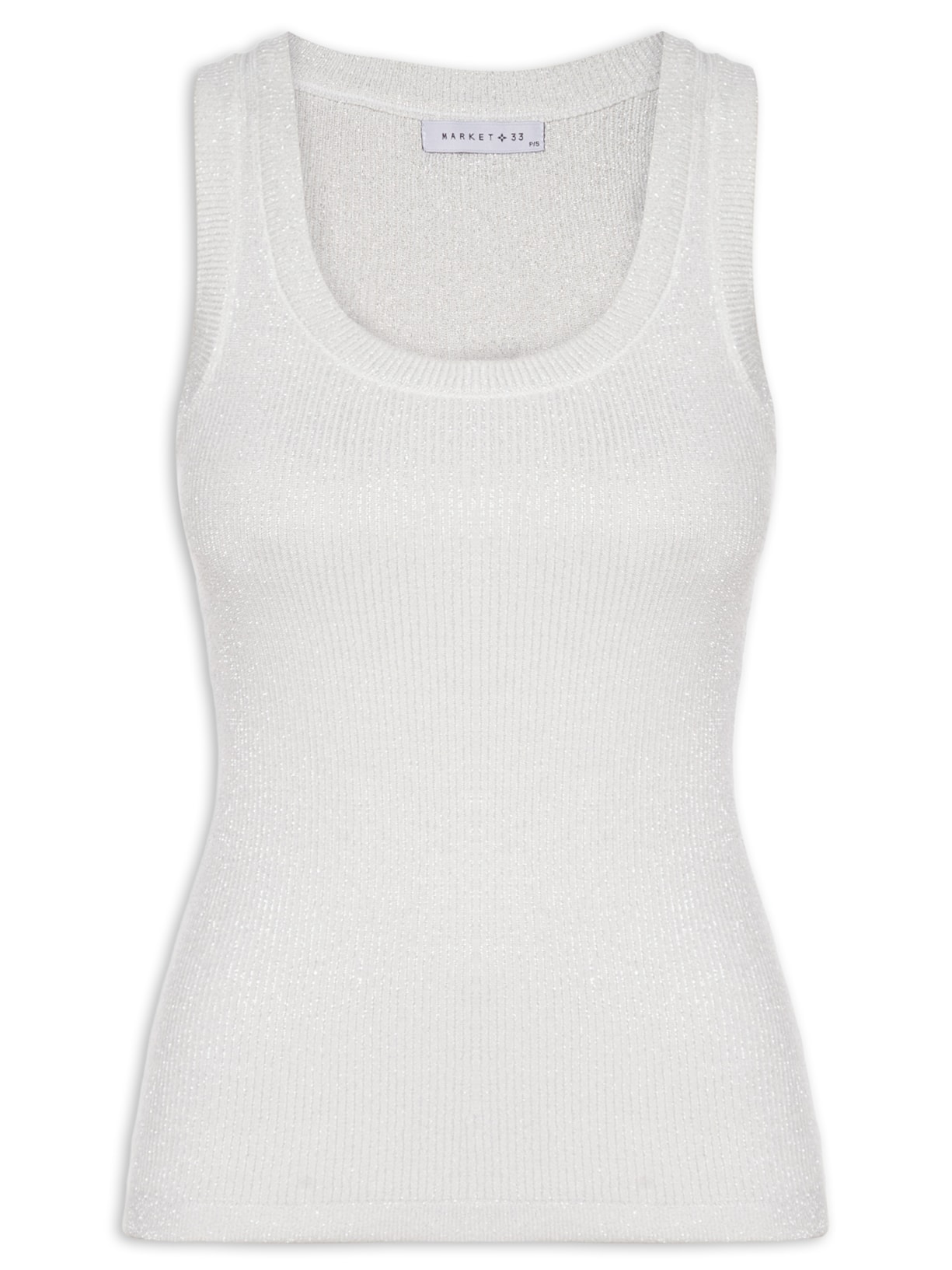 Regata Feminina em Tricot com Lurex Branco Market 33