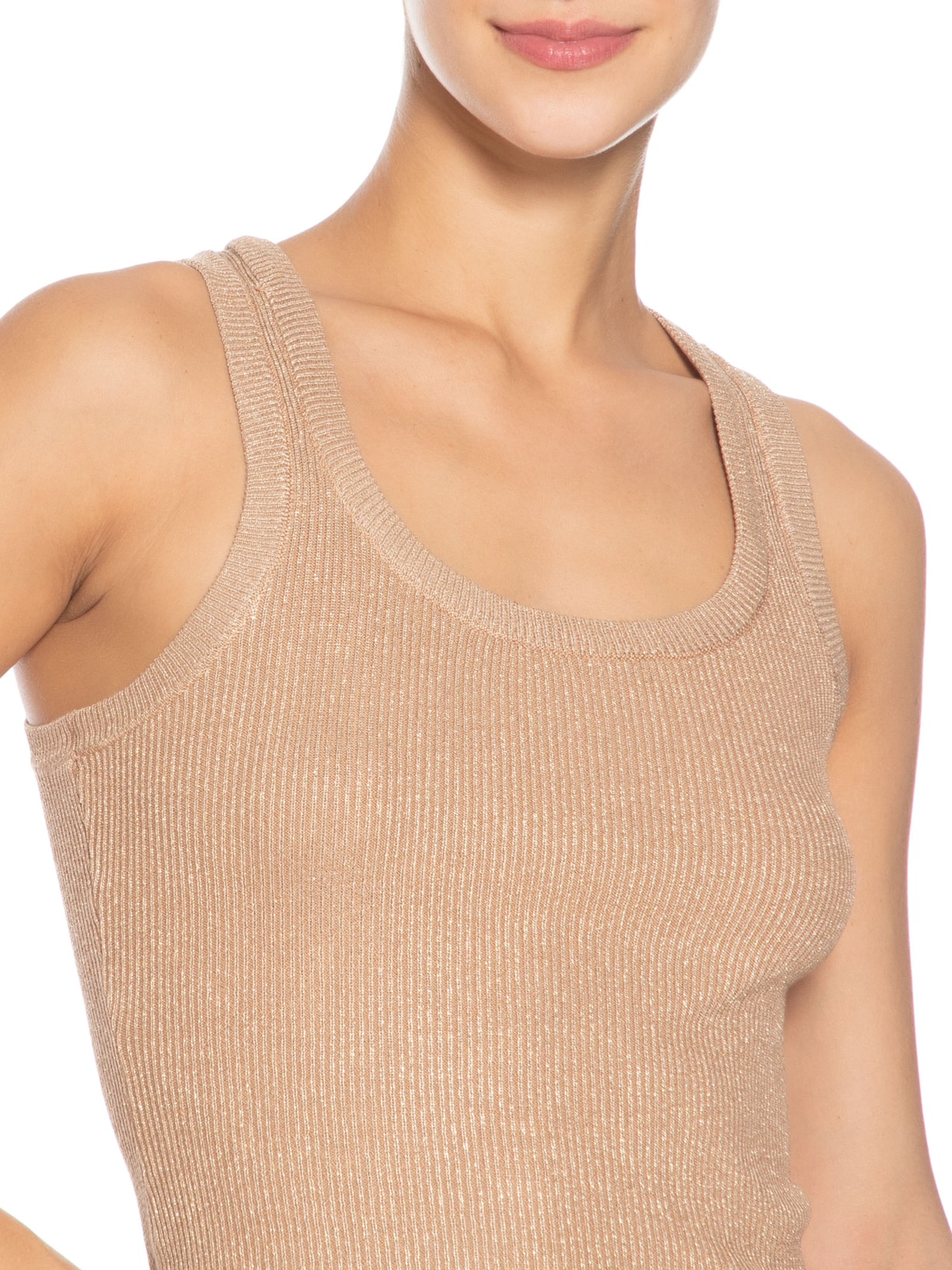 Regata Feminina Em Tricot Com Lurex Dourado Market 33