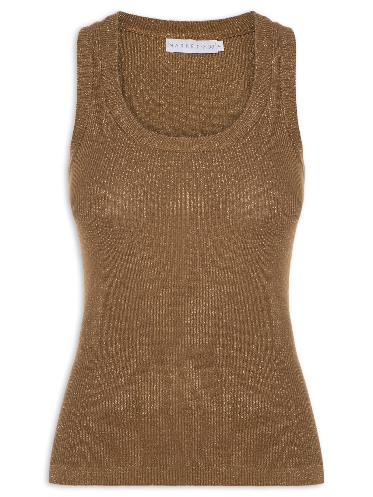 Regata Feminina Em Tricot com Lurex - Marrom