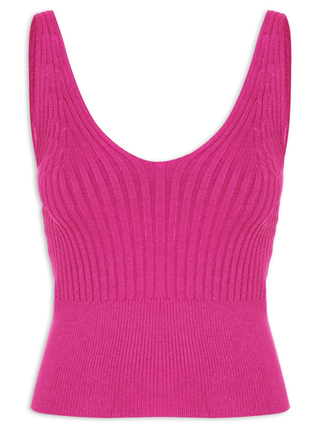 Regata Feminina Em Tricot Decote V - Rosa
