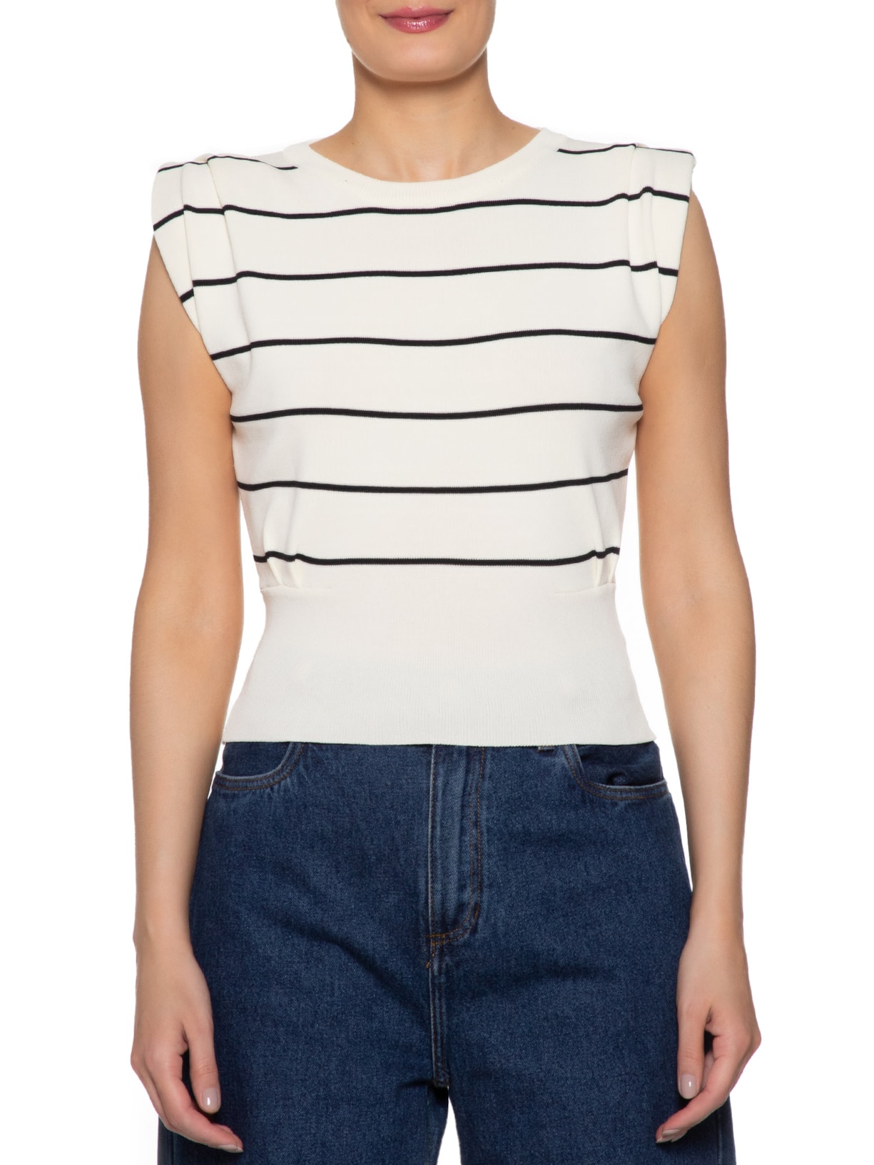 Regata Feminina Em Tricot Off White  '2Essential