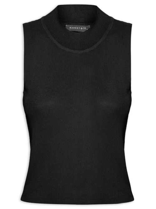 Regata Feminina Em Tricot - Preto