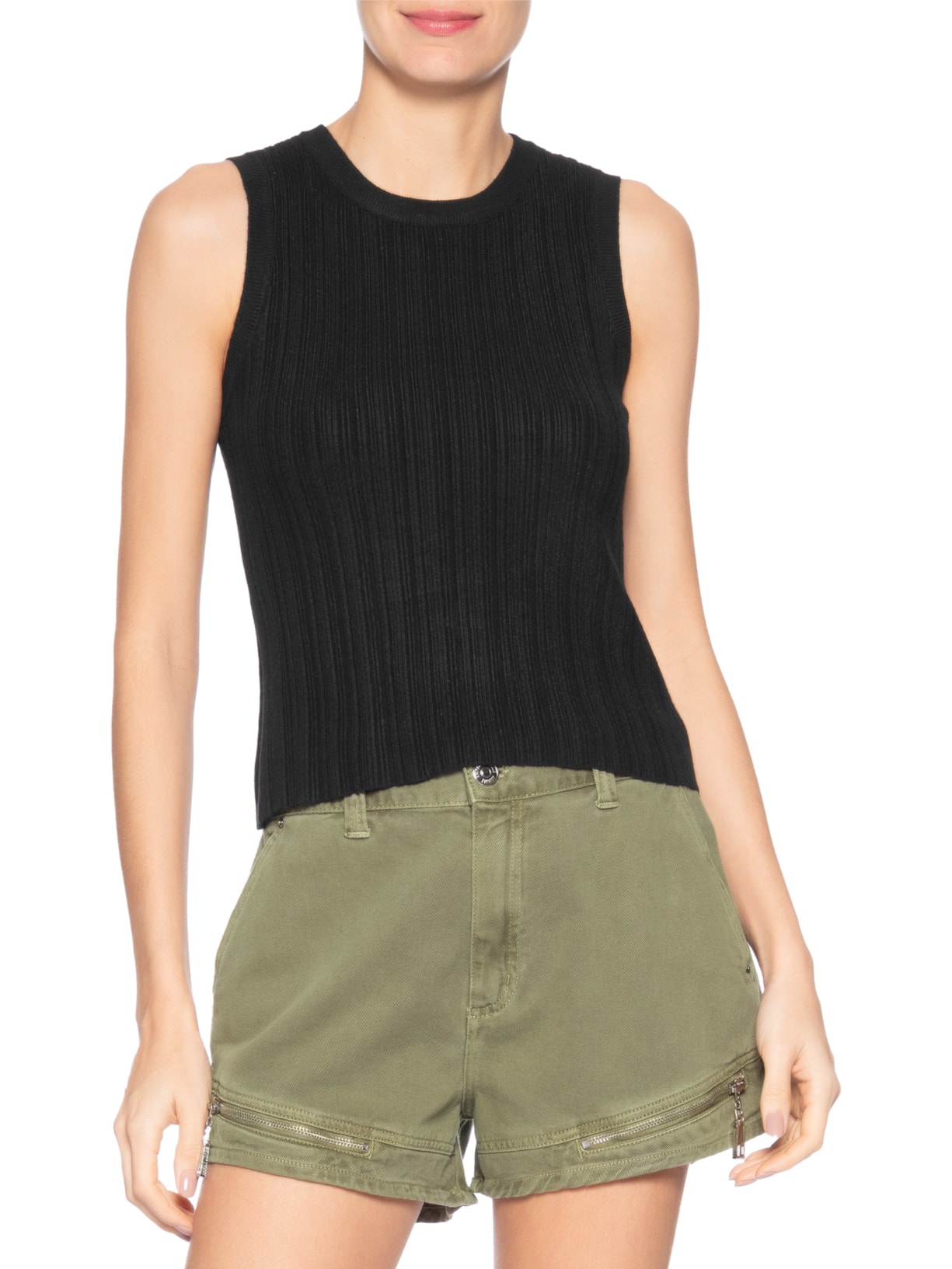 Regata Feminina Em Tricot Preto Market 33