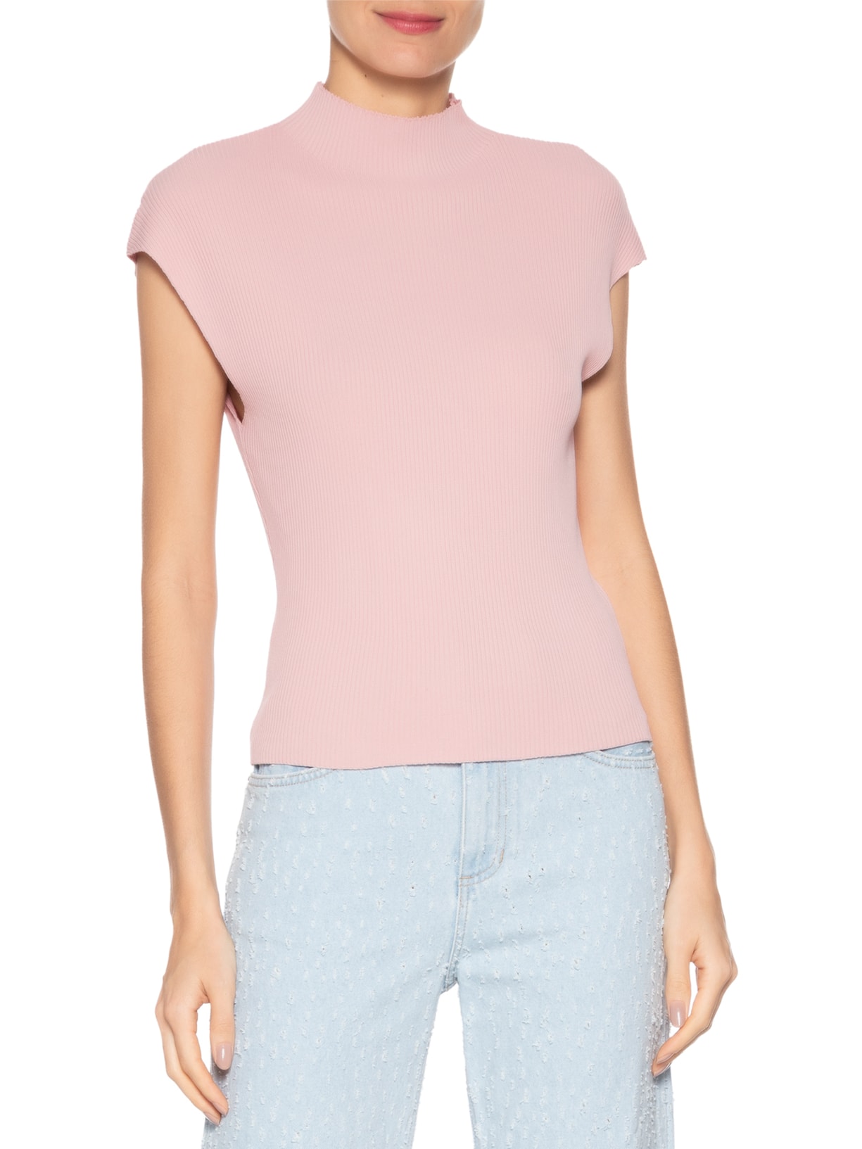 Regata Feminina Em Tricot Rosa Market 33