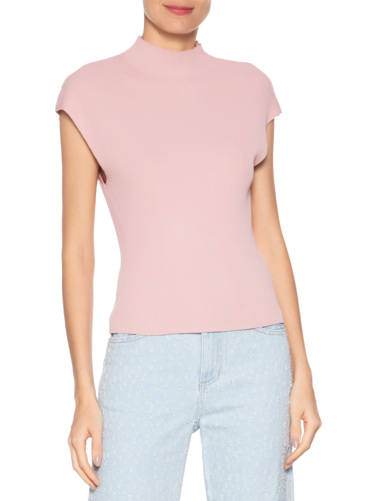 Regata Feminina Em Tricot Rosa Market 33