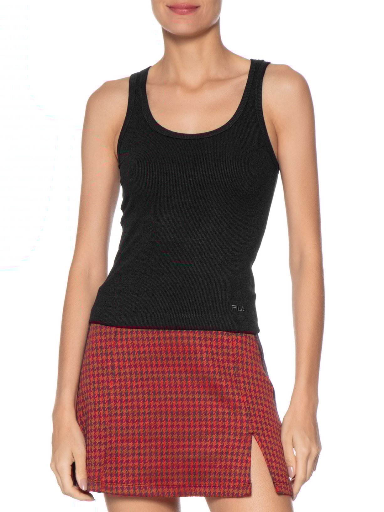 Regata Feminina Essentials Rib Preto Fila