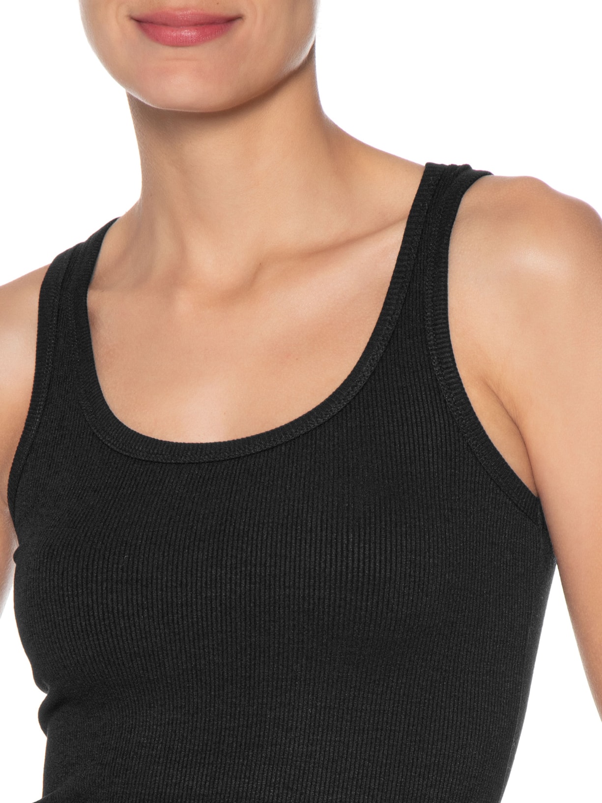 Regata Feminina Essentials Rib Preto Fila