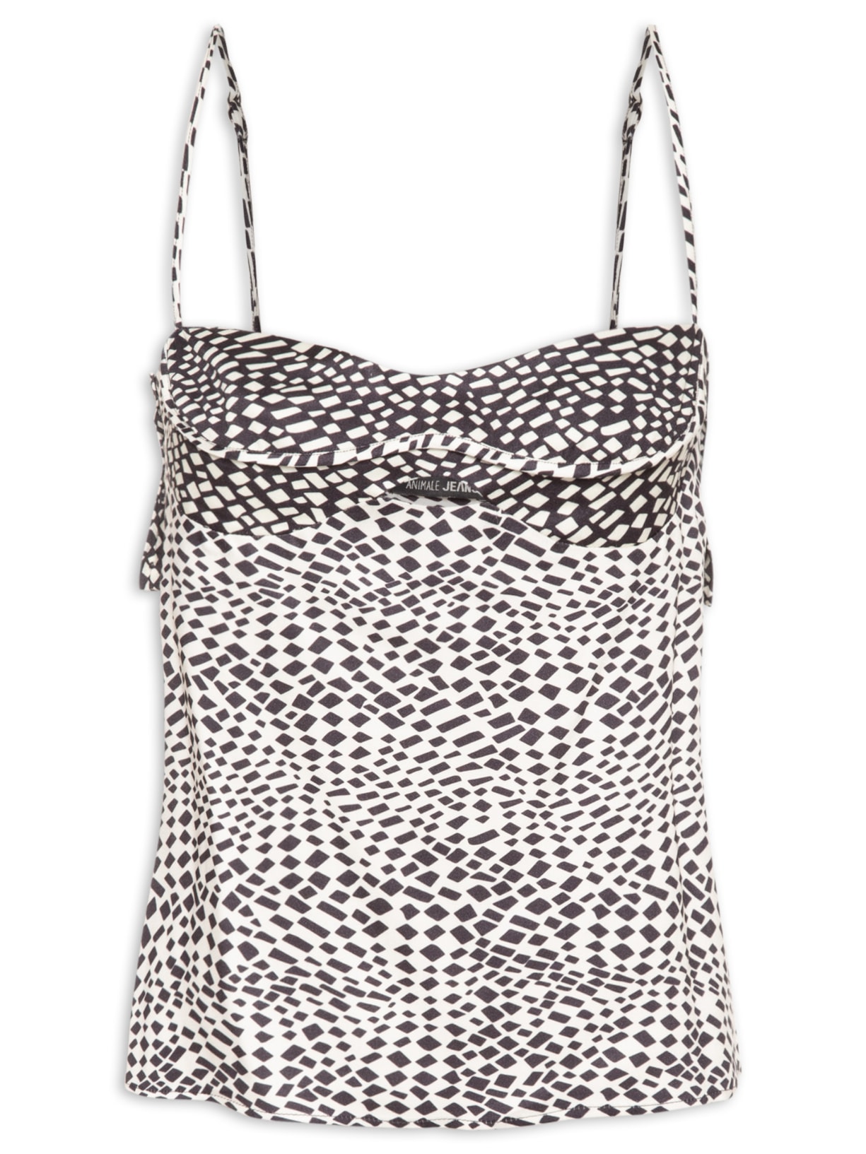 Regata Feminina Estampa Geométrica Strobo Hall Preto Animale Jeans