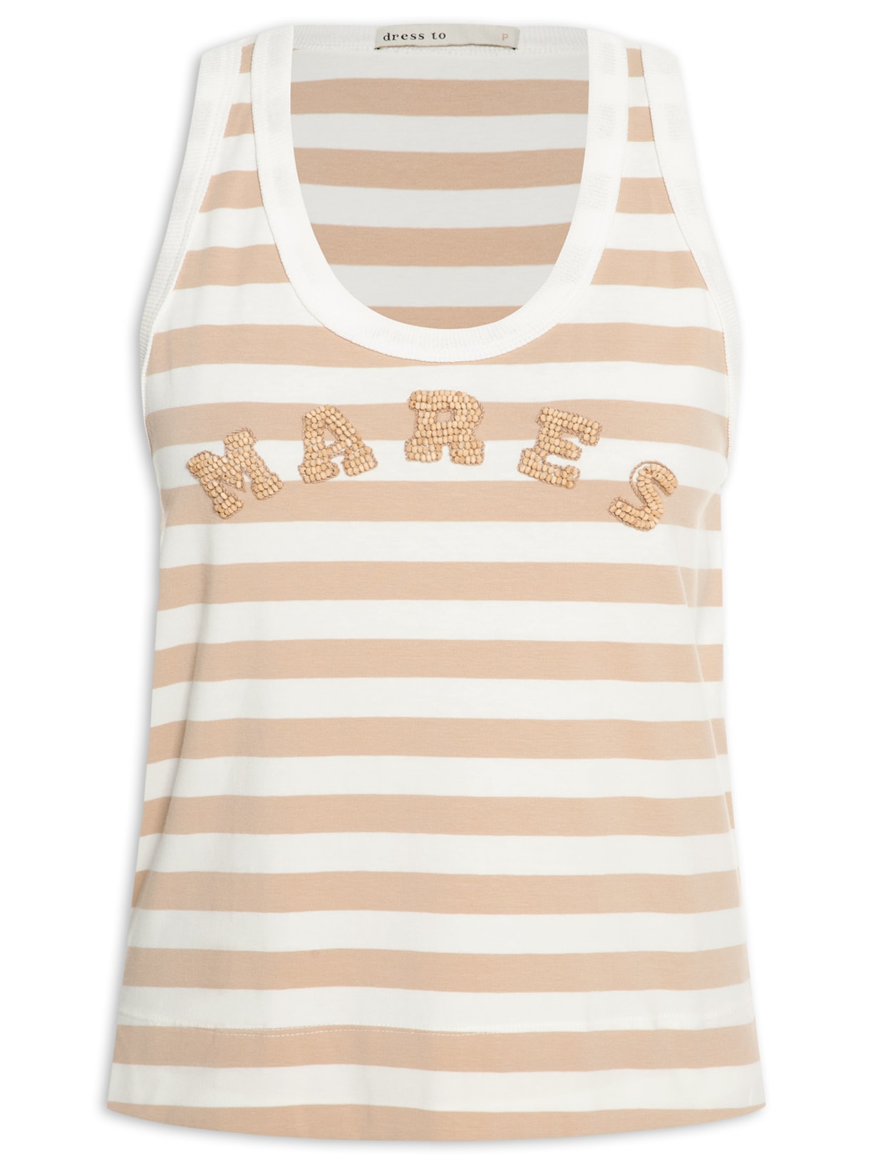 Regata Feminina Estampa Listra Com Bordado - Bege