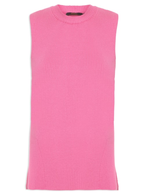 Regata Feminina Fenda Tricot Canelado - Rosa