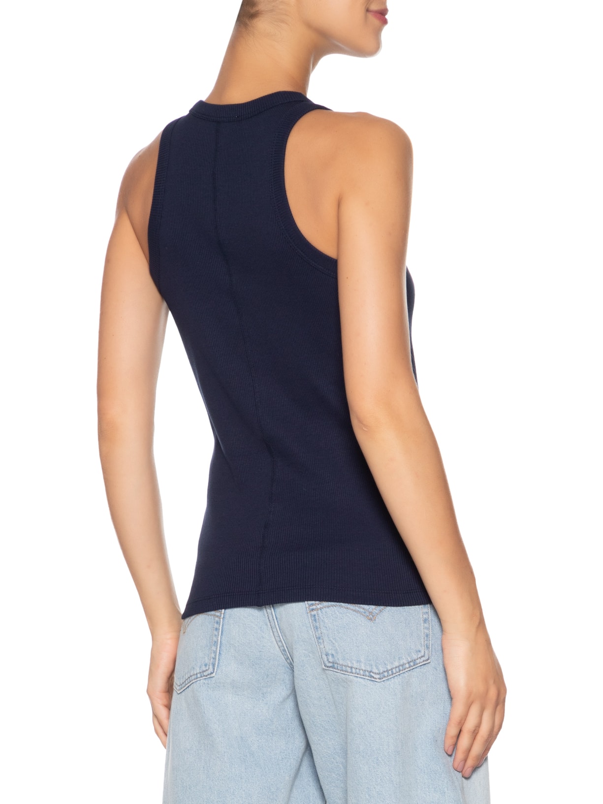 Regata Feminina Fit Ajustado Algodão Azul Lacoste