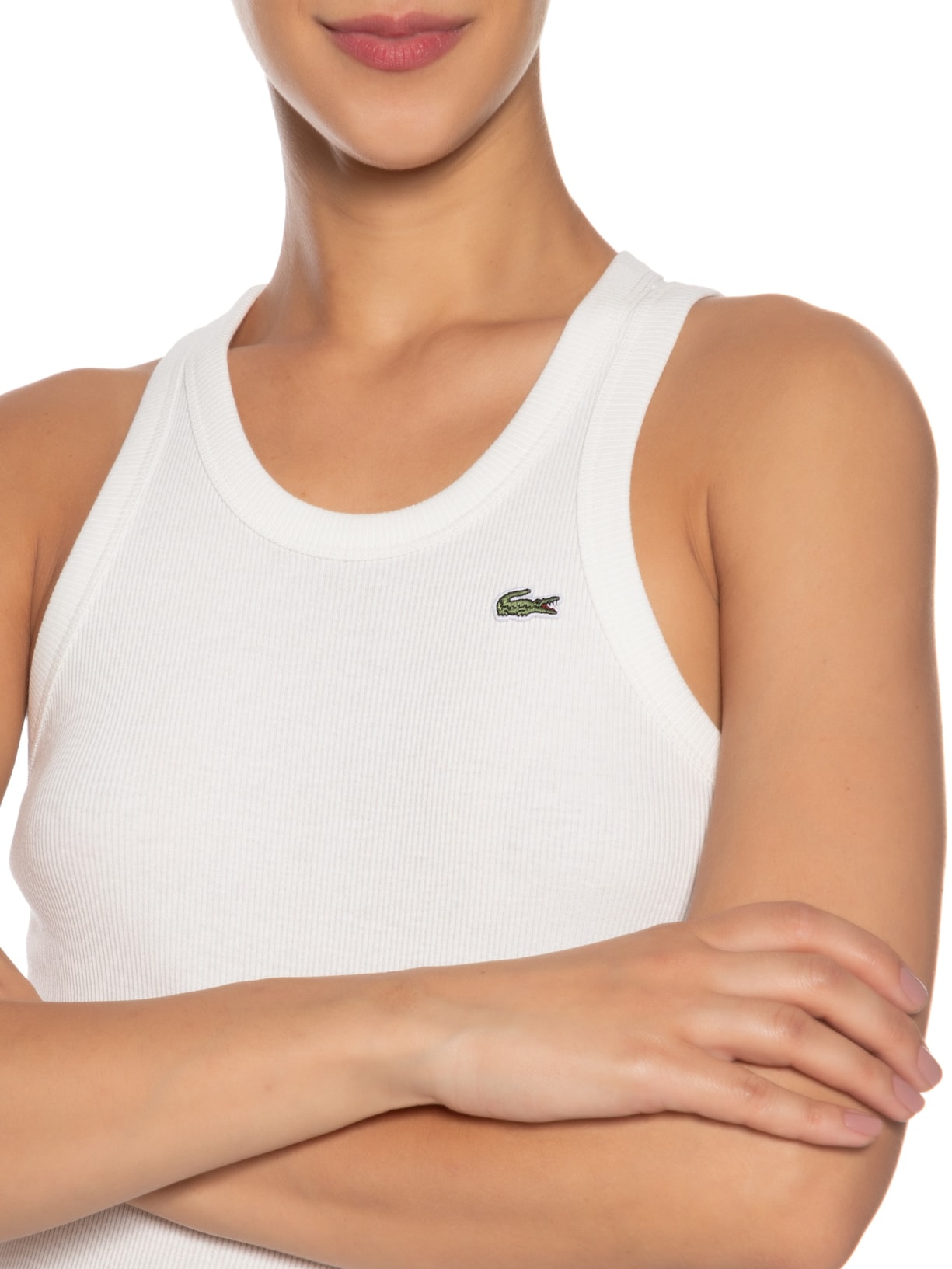 Regata Feminina Fit Ajustado Algodão Branco Lacoste