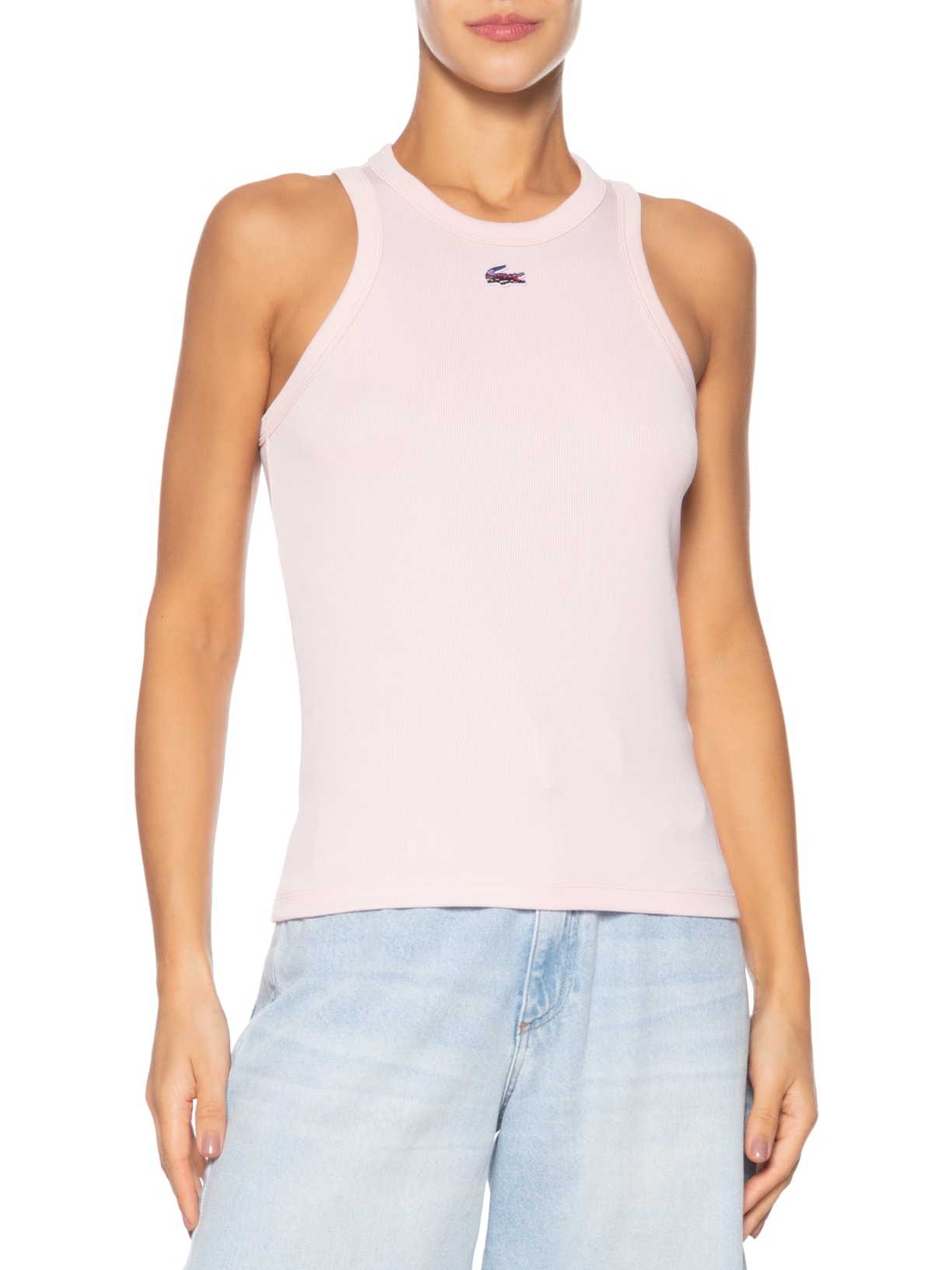 Regata Feminina Fit Ajustado Croco Rosa Lacoste