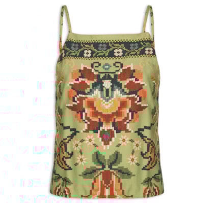 Regata Feminina Flor De Jardim - Verde