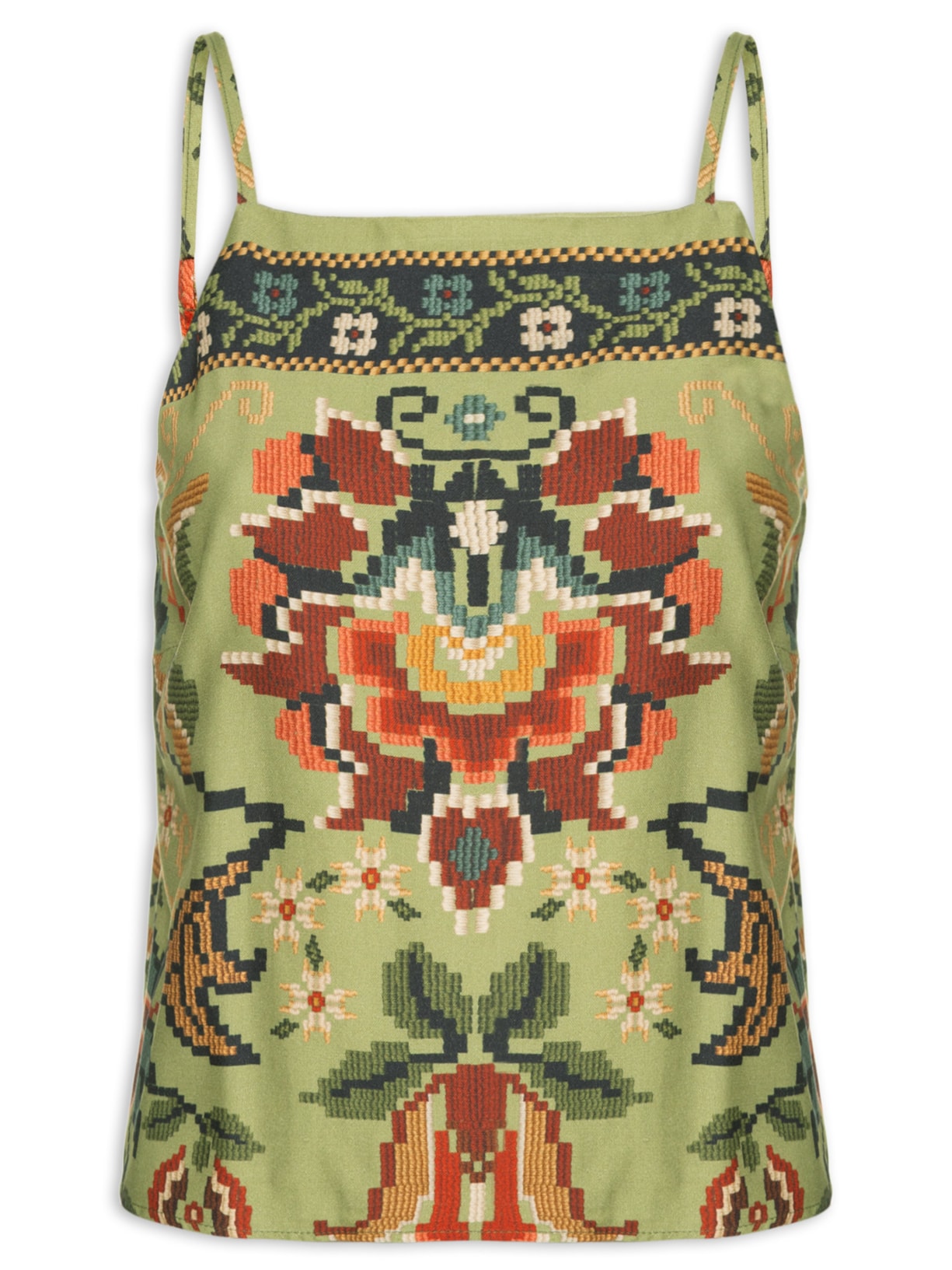 Regata Feminina Flor De Jardim - Verde