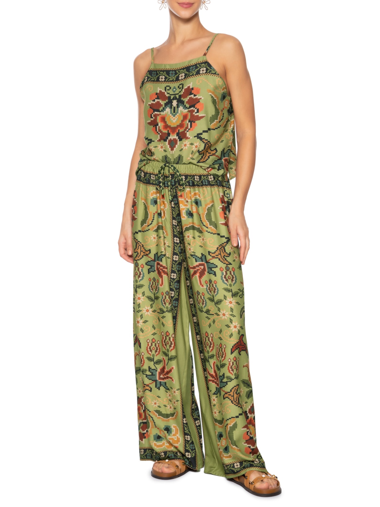 Regata Feminina Flor De Jardim Verde Farm