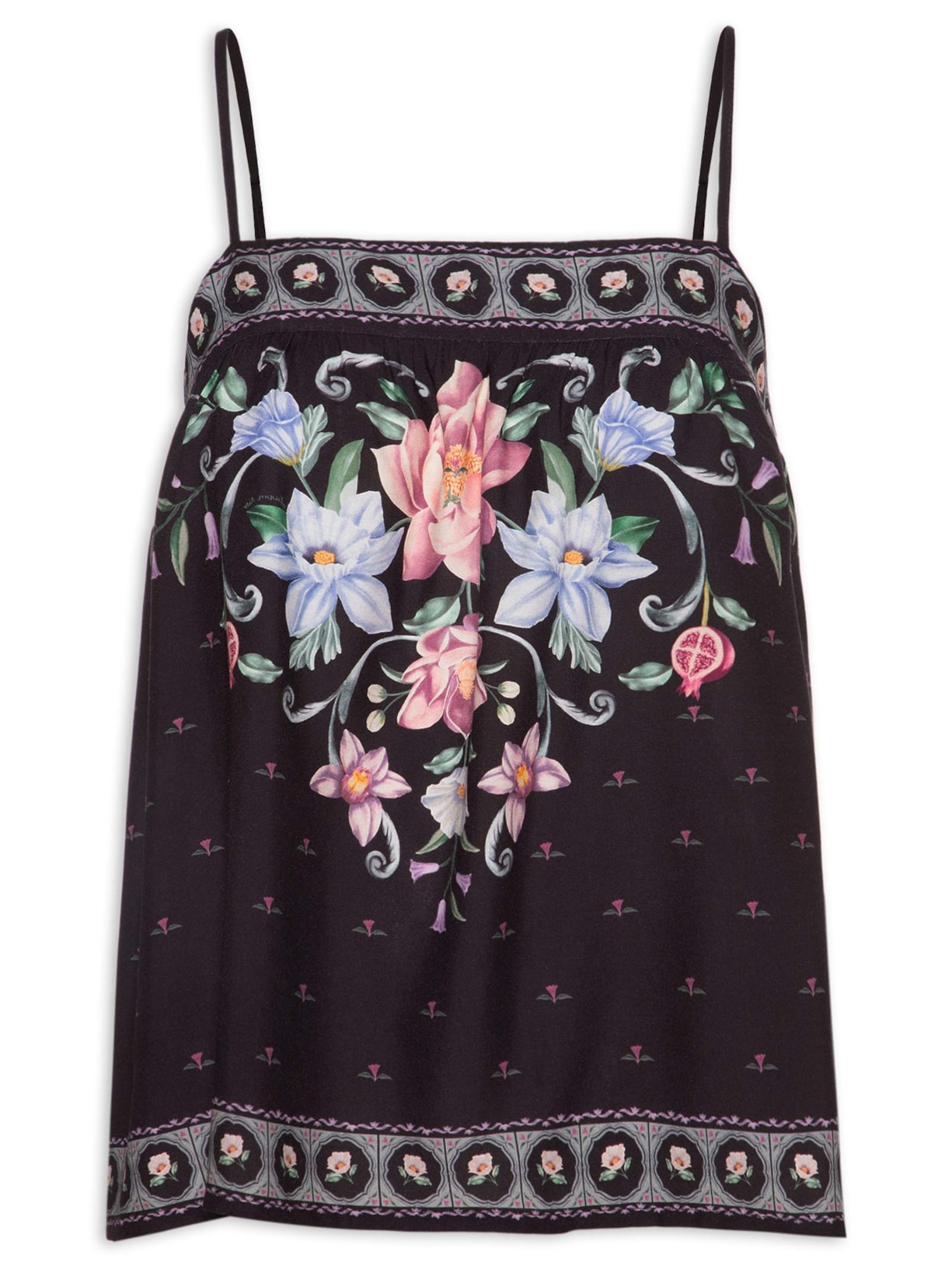 Regata Feminina Flor de Outono – Preto Farm