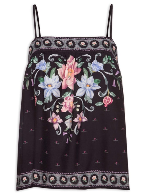 Regata Feminina Flor de Outono – Preto
