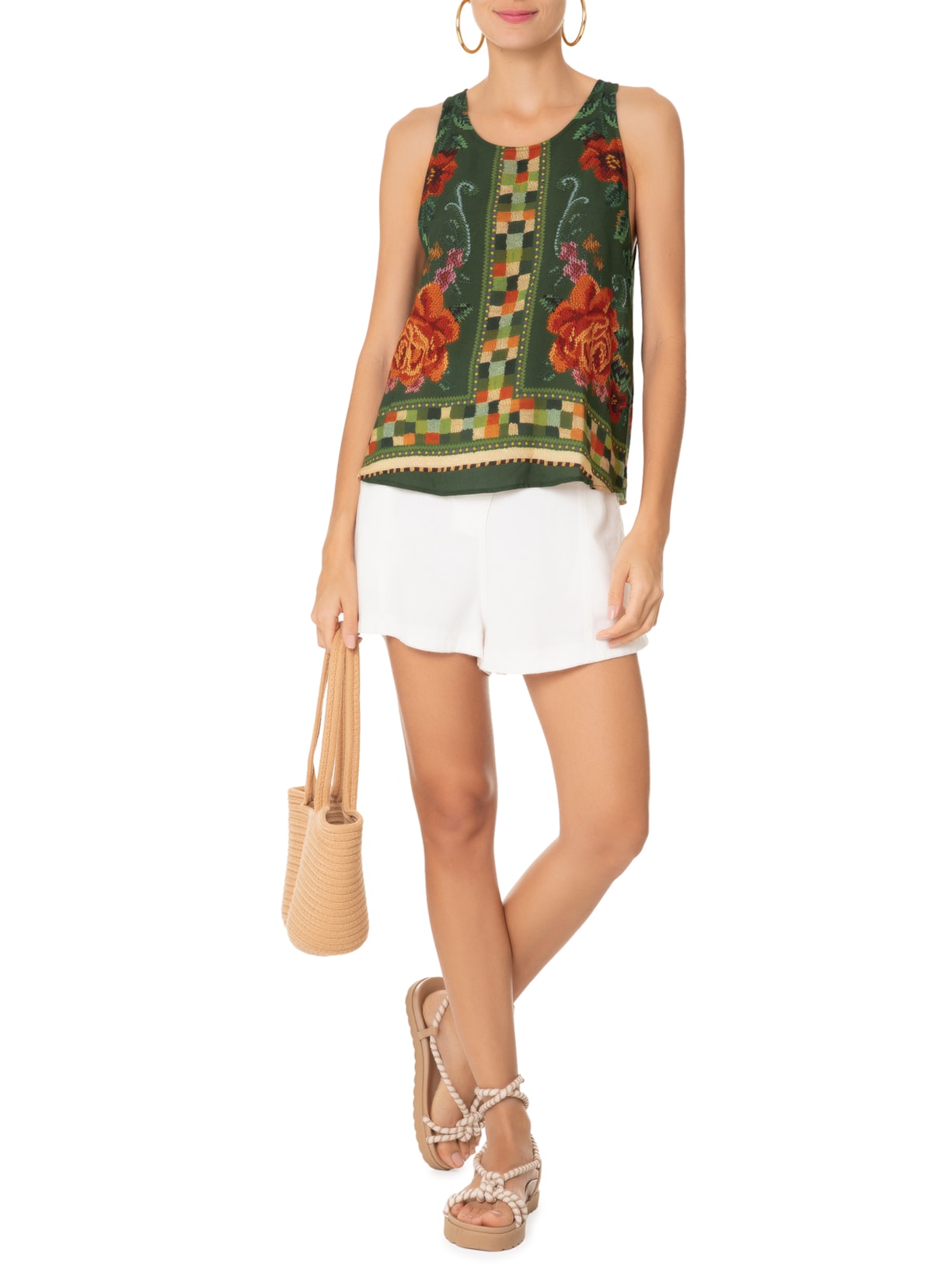 Regata Feminina Flor Realeza Verde Farm