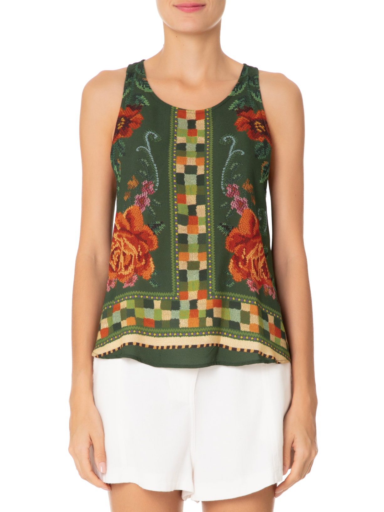 Regata Feminina Flor Realeza Verde Farm