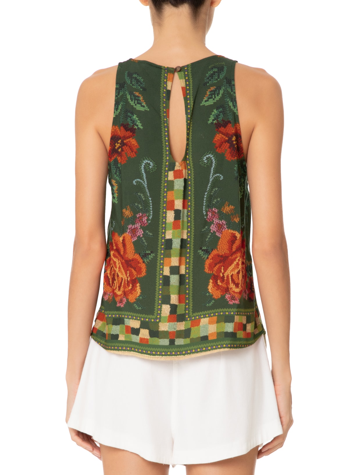 Regata Feminina Flor Realeza Verde Farm