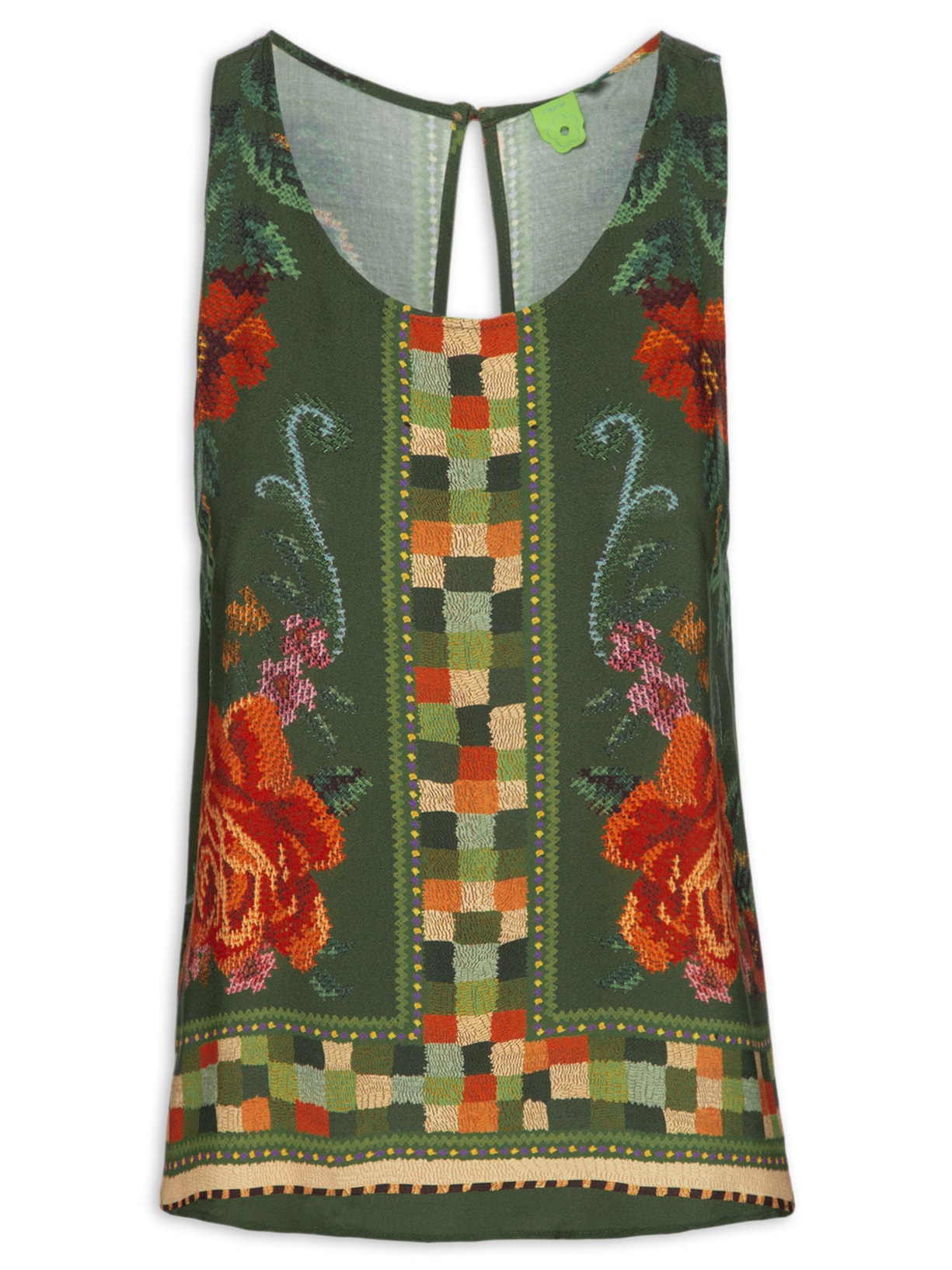 Regata Feminina Flor Realeza Verde Farm