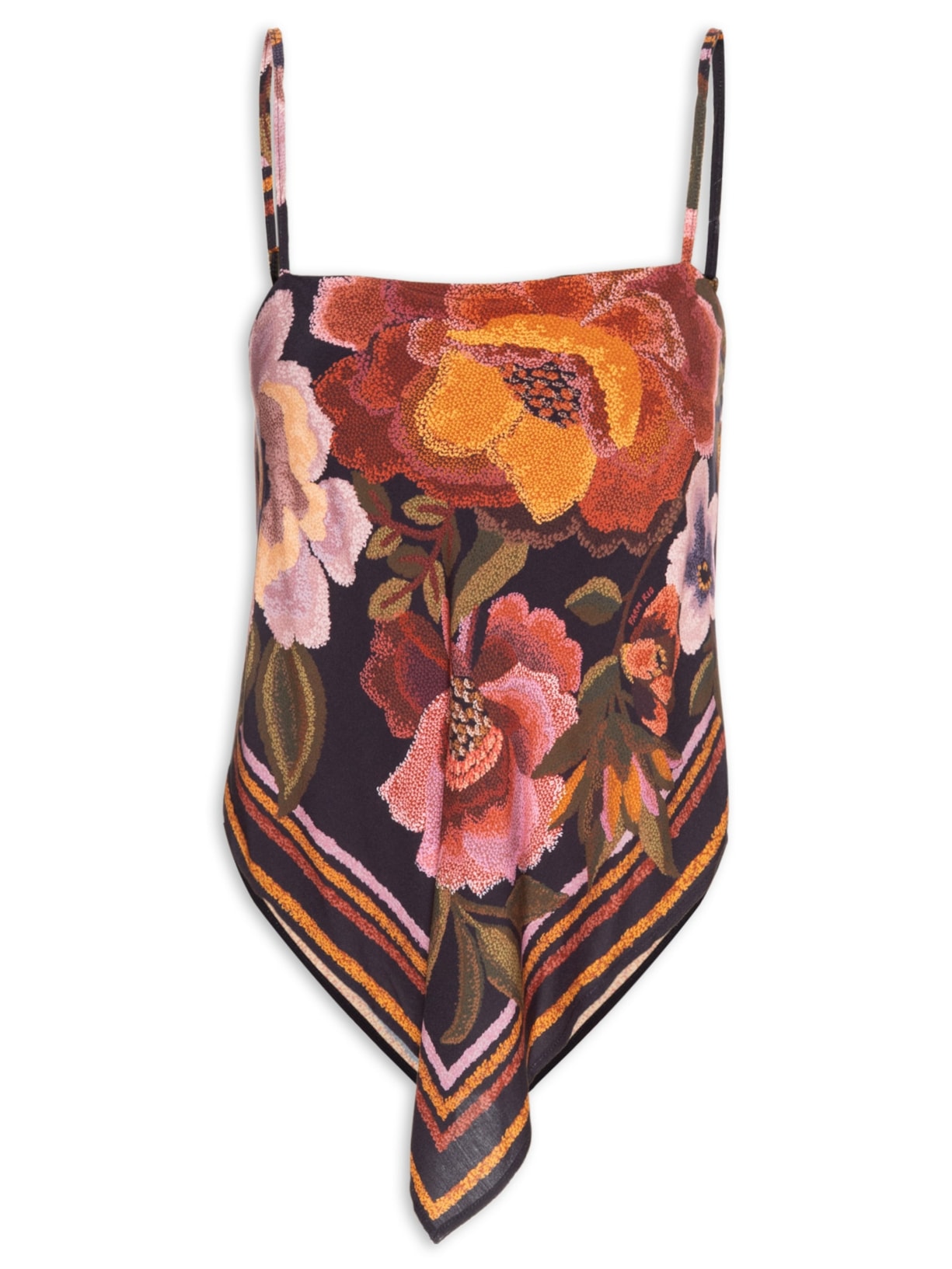 Regata Feminina Floral Cleo - Preto