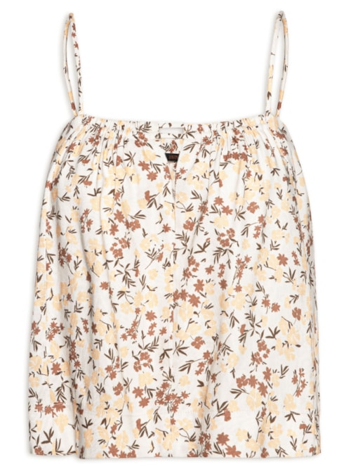 Regata Feminina Floral Jardim - Bege
