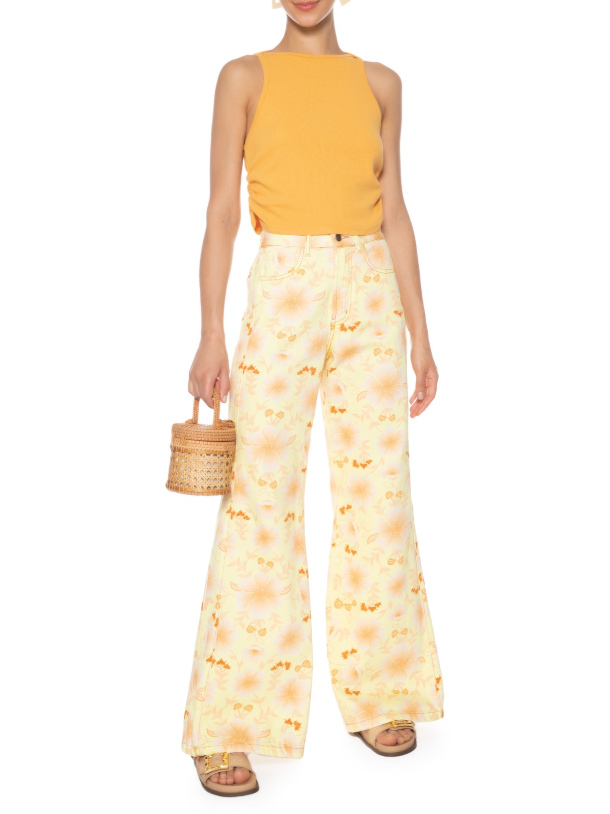 Regata Feminina Franzida Ribana Laranja Farm