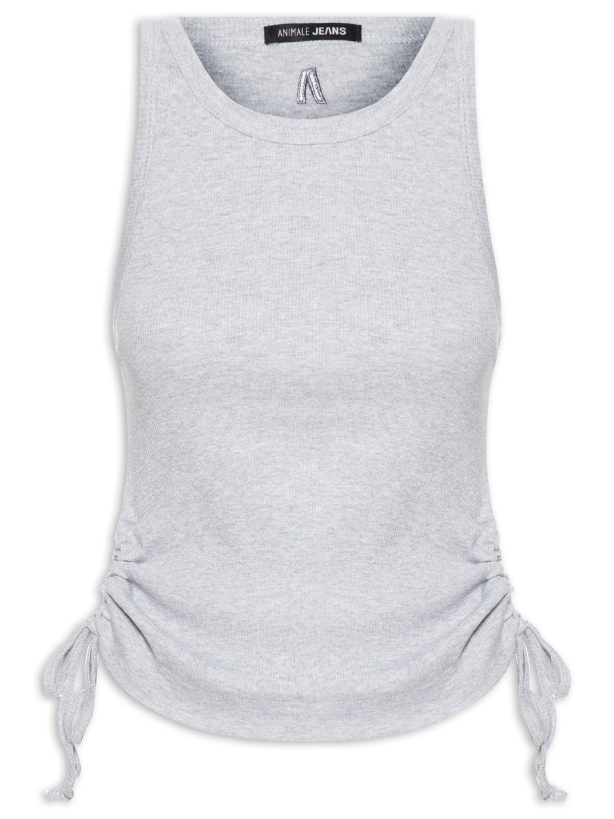 Regata Feminina Franzido Lateral Basic - Cinza