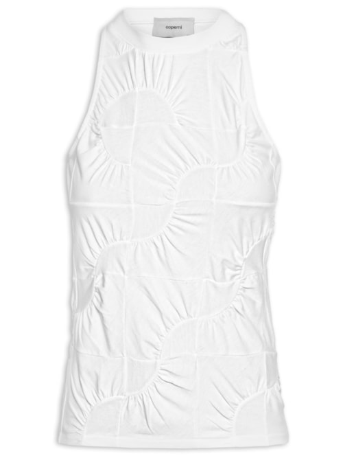 Regata Feminina Gathered Jersey Sleeveless Top - Branco