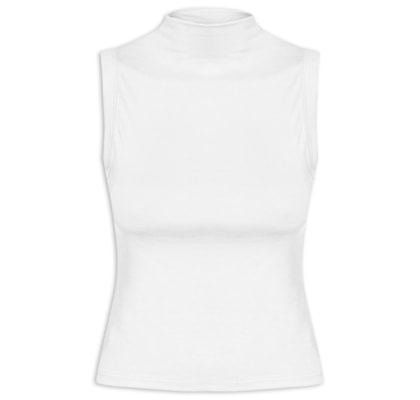 Regata Feminina Gola Alta Básica - Branco