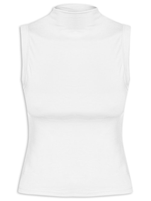 Regata Feminina Gola Alta Básica - Branco