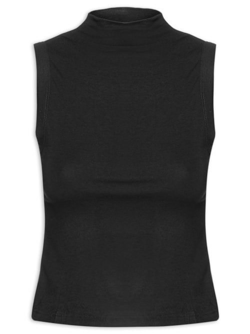 Regata Feminina Gola Alta Básica - Preto
