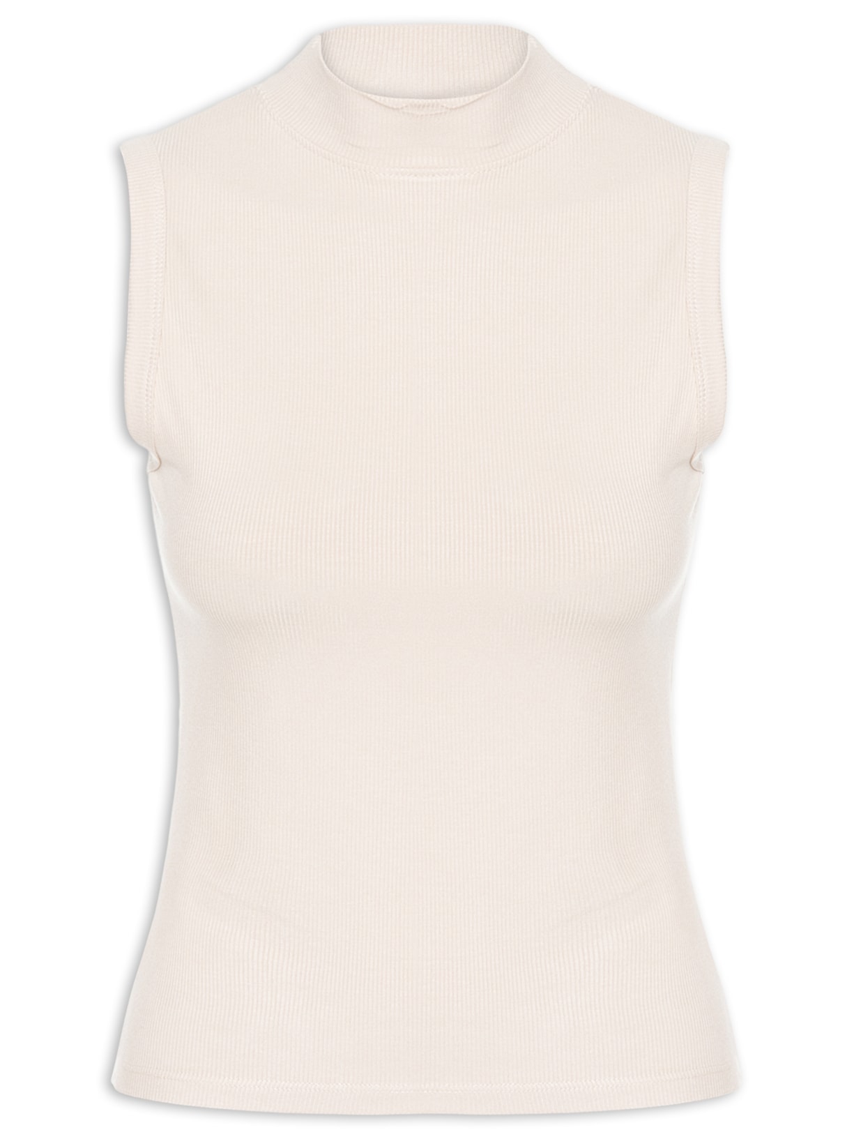 Regata Feminina Gola Alta Bege Basiq