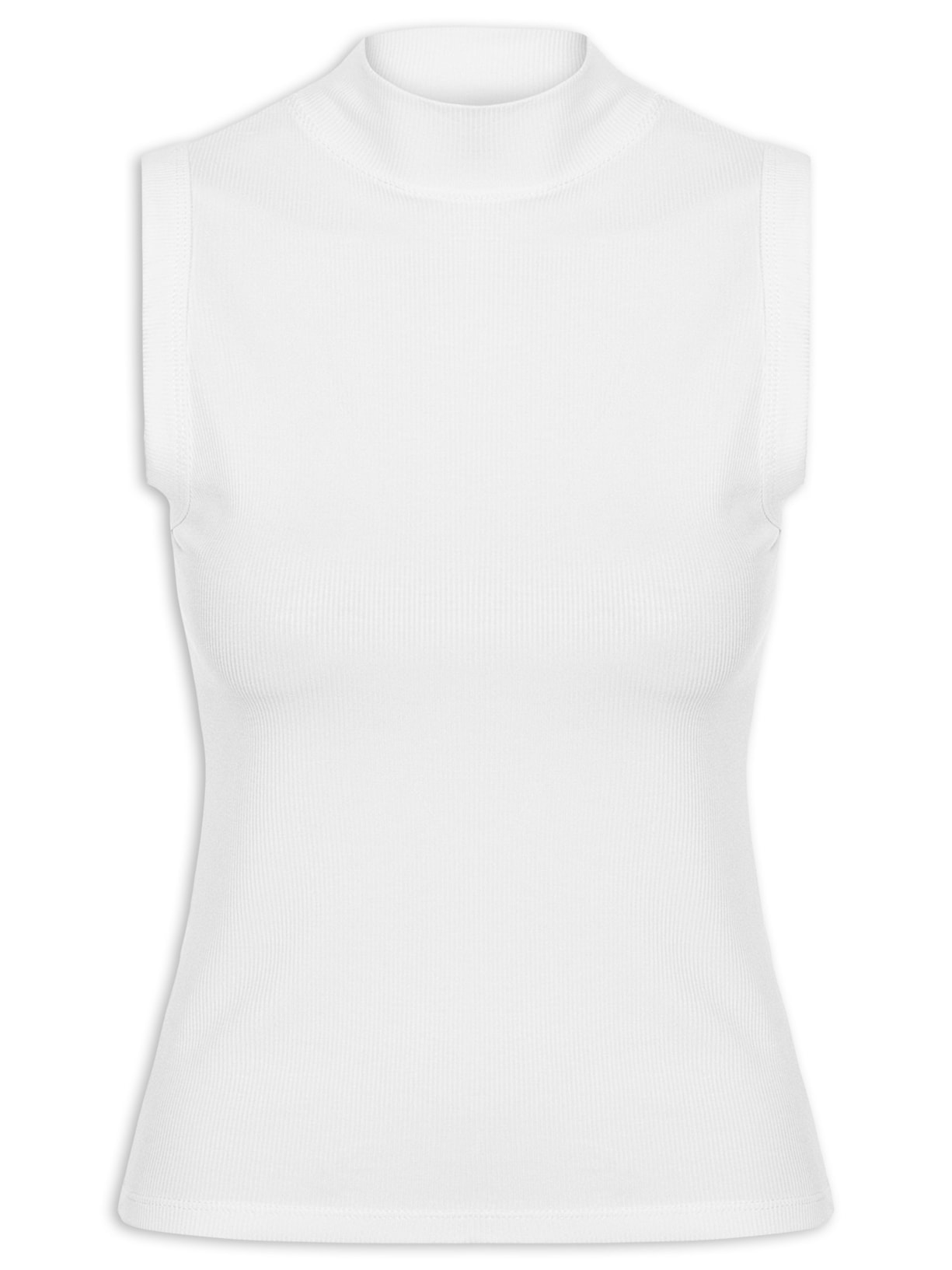 Regata Feminina Gola Alta Branco Basiq