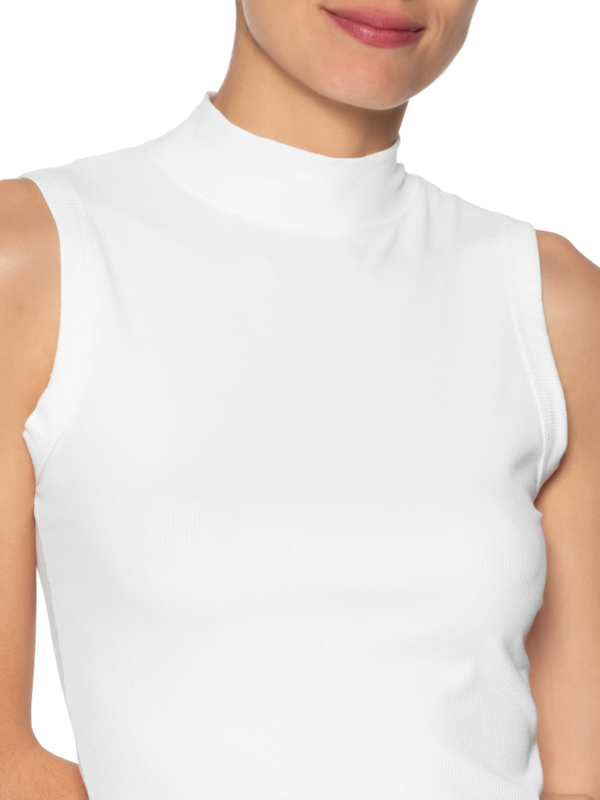 Regata Feminina Gola Alta Branco Basiq