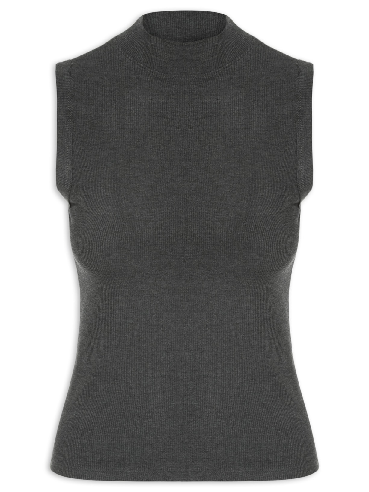 Regata Feminina Gola Alta Cinza Basiq