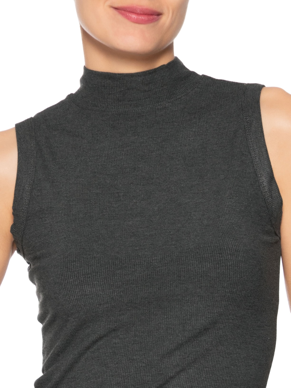 Regata Feminina Gola Alta Cinza Basiq