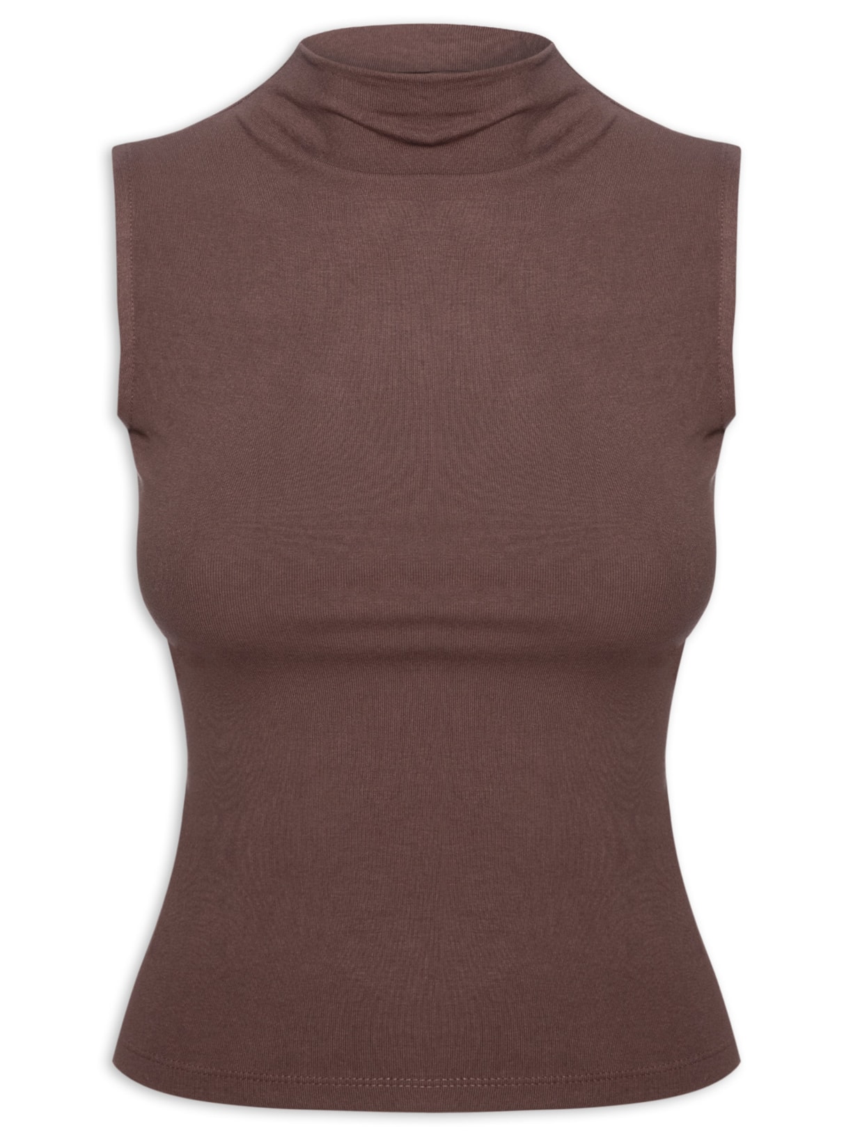 Regata Feminina Gola Alta - Marrom