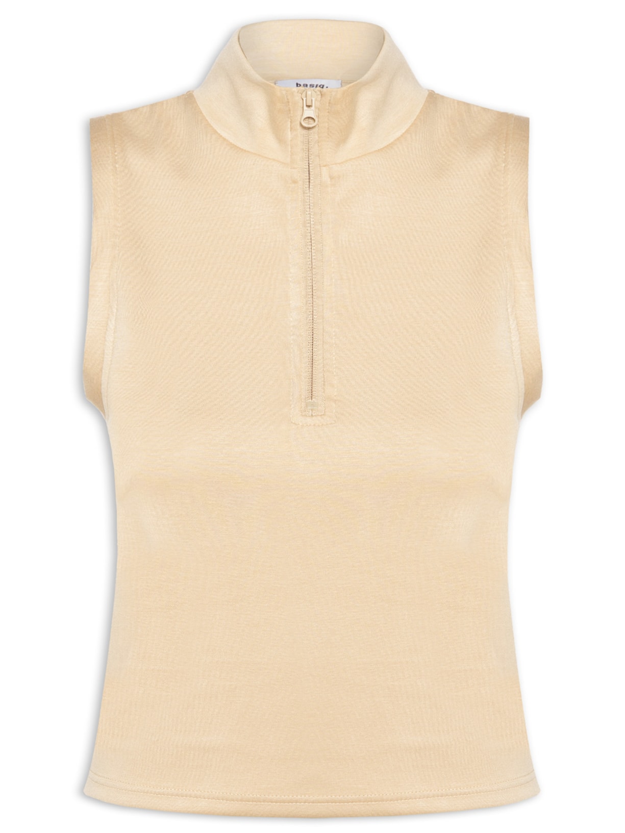 Regata Feminina Gola Alta Moletom Bege Basiq
